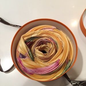 Hermès pleated “plisse” yellow silk scarf